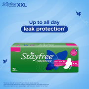 Stayfree Advanced XXL Ultra Soft Sanitary Pads for Women | 42 Soft Cotton Pads for All day Ultra Comfort | Locks Heavy flow | Prevent Rashes | Odour Control