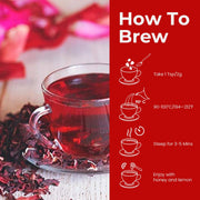 BLUE TEA - Hibiscus Cinnamon and Clove Tea - 100gm (100 Cups) | SKIN GLOW ENHANCING TEA | Vitamin-C Rich | Tangy Taste - Flower Based - Herbal Tea - Caffeine Free | Zipper Pack