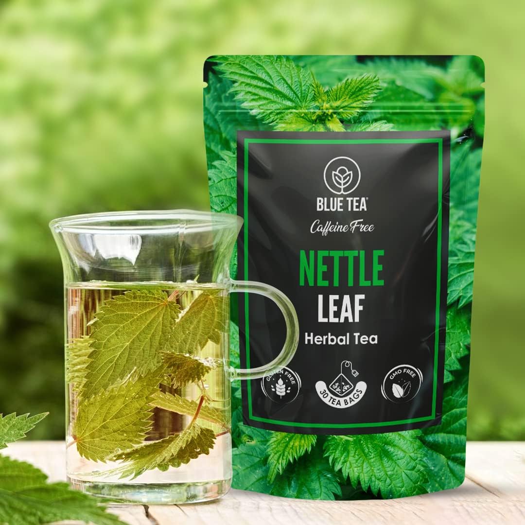 BLUE TEA - Nettle Tea - 30 Tea Bags - Plant Based | Helps With Body Detox and Digestion | UTI Support | Caffeine Free - Herbal Tea | Ziplock Pack