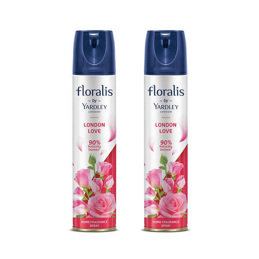 Yardley London Floralis Air Freshener Spray| London Love| Long Lasting Floral Fragrance For Home & Office| Home Fragrance Spray| 90% Naturally Derived| 210Ml (Pack Of 2)