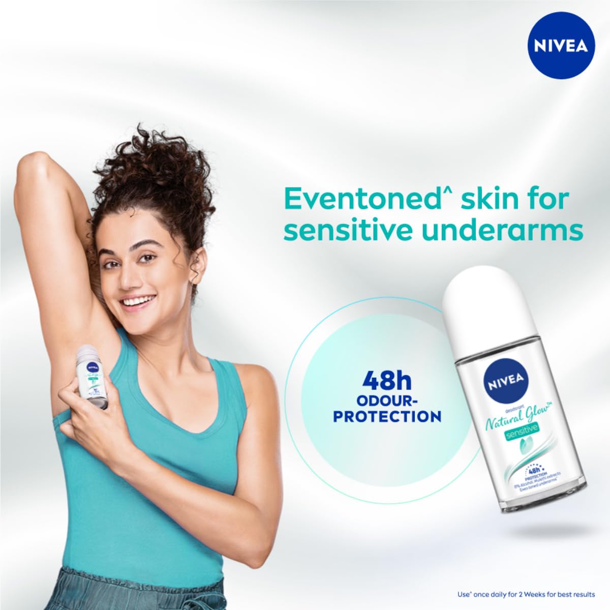 NIVEA Women Deodorant Roll On, Whitening Sensitive, for 48h Protection, 50ml