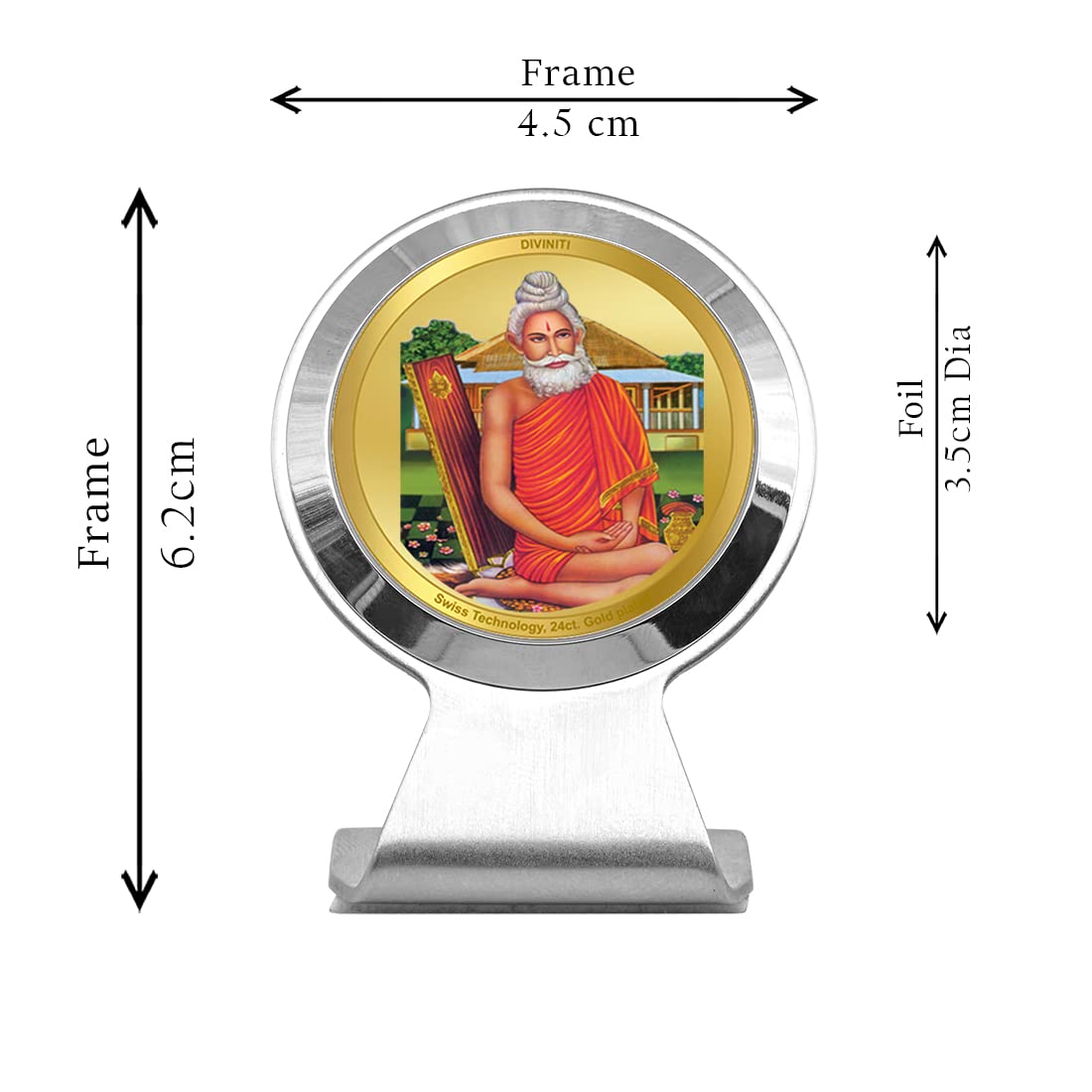 DIVINITI 24K Gold Plated Religious Car Dashboard Frame | Premium God Idol Frame for Car, Home Mandir & Office Table | Spiritual Gift, Decorative Showpiece | Baba Lokenath