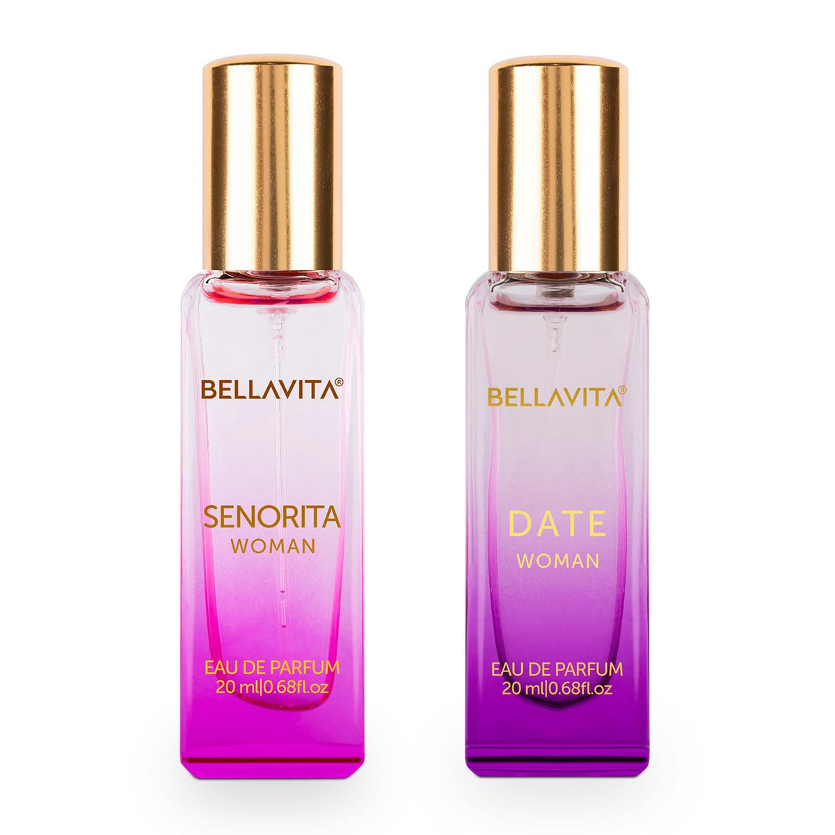 BELLAVITA Date & Senorita Woman Perfume Combo with Jasmine, Vanilla, Lotus & Musk | EDP Fragrance Scent, Pack of 2, 20 ml Each