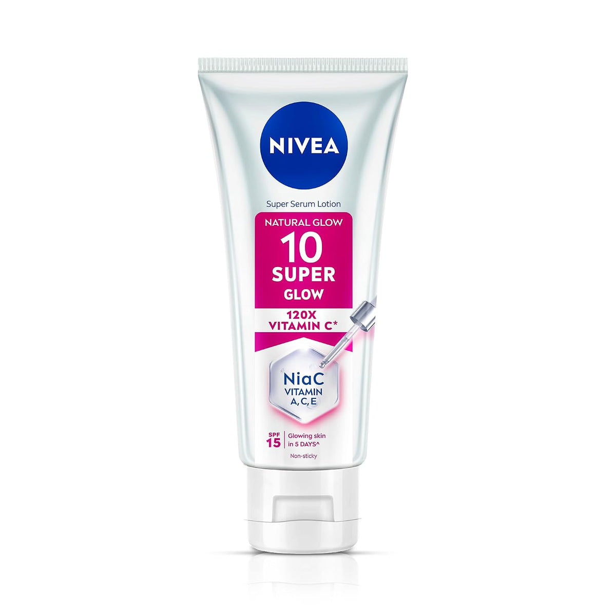 NIVEA Super 10 Glow Body Serum Lotion 170ml | 120X Vitamin C Niacinamide Body Lotion SPF15 Daily Sunscreen | Reduces Dullness and Dark Spots | Lightweight Fast Absorbing Moisturizer | Glowing Skin in 5 Days