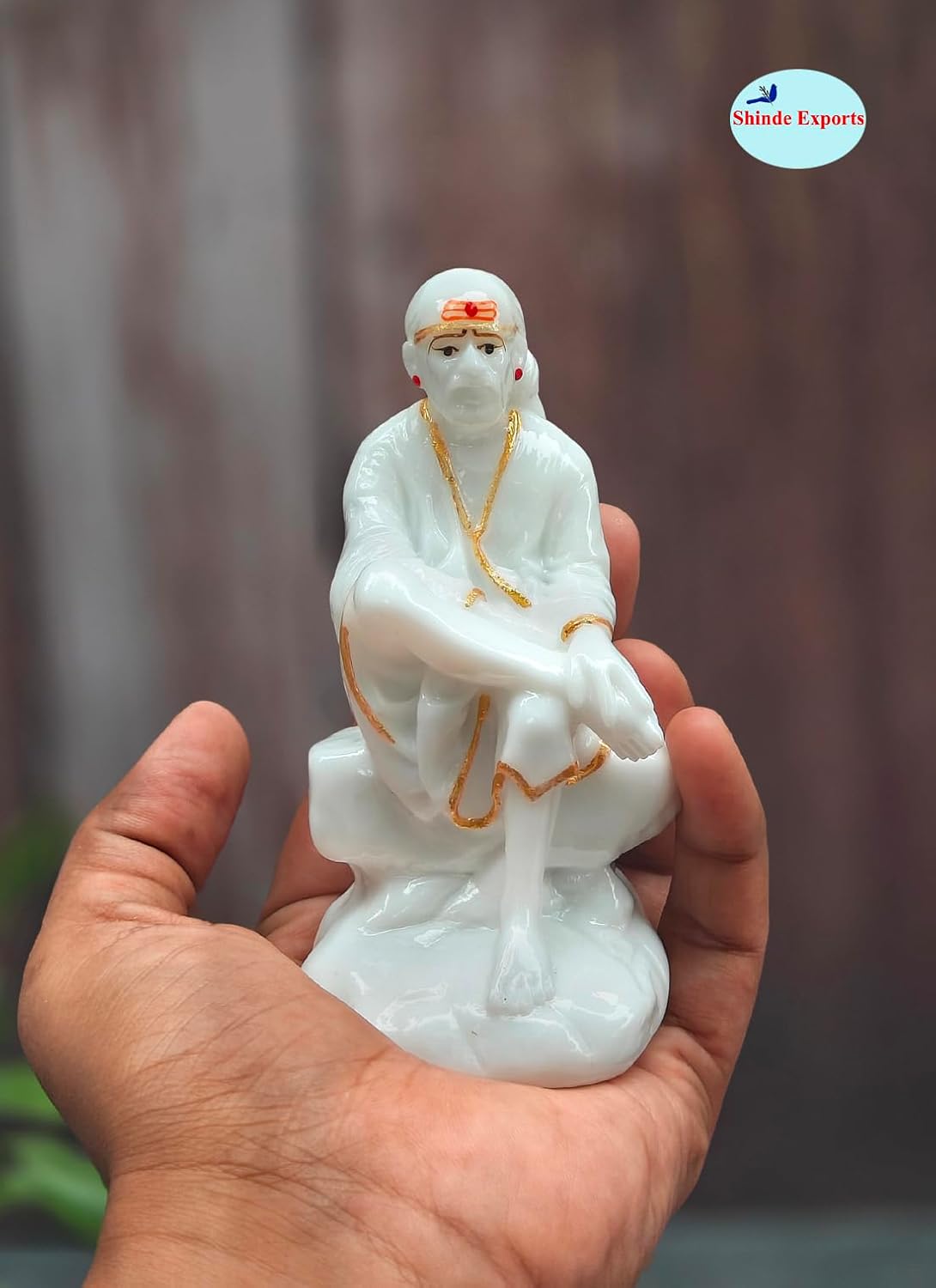 SHINDE EXPORTS shirdi saibaba Marble Idol Statue murti Home Murty for car (4.5 inches)