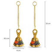 DSH Pure Brass Hanging Bell with Chain for Temple Mandir Door Home Decorative Ringing Bell (Blue, 2)
