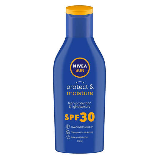 Nivea Sun Lotion, Spf 30, Water Resistant Sunscreen, All Skin Type For Men & Women, 75Ml & Soft Light Moisturizer For Face, Hand & Body, Non-Greasy Cream With Vitamin E & Jojoba Oil, 200 Ml
