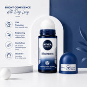 Nivea Men Brightening Complex Anti-Perspirant Roll On 50ml | 0% Alcohol Formula with 72H Sweat & Odor Protection | Brightening Underarm Care Deodorant for Men