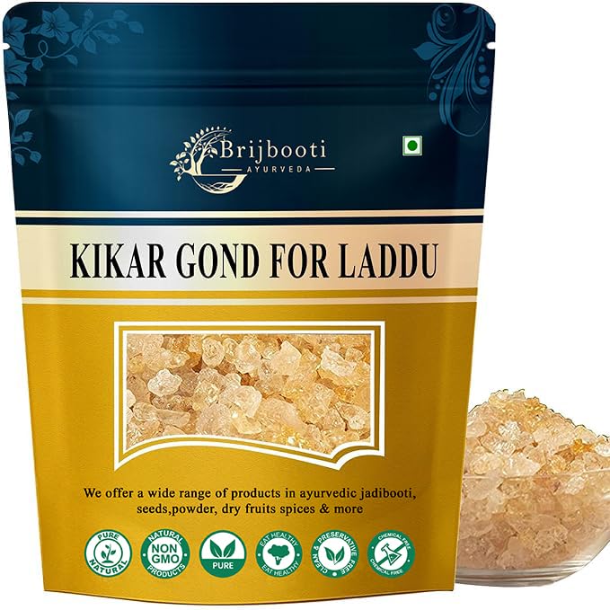 BrijBooti Organic Babool Gond For Ladoo -(250 Gr) Kikar Gond - Gum Arabic - Babul Gond - Edible Gum - Dink - Karuvelam Pisin - Premium Export Quality | FSSAI, GMP, ISO Certified