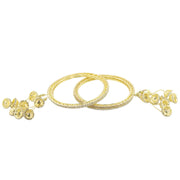 NMII Premium Alloy Metal Kada Set With Zircon Gemstone & Linked With Bell Latkan For Women & Girls | Traditional Jhumka Kalira Kada with Hangings | Wedding, Party, Festive Kaleera Bangles - Set of 4