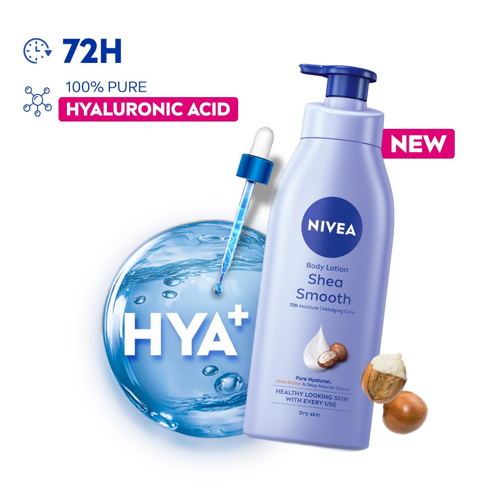 NIVEA Shea Smooth 400ml Body Lotion | 72 H Moisturization | With Deep Moisture Serum & Shea Butter | Non Greasy & Healthy Looking Skin