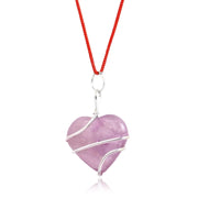 AstroDidi Amethyst Stone Heart Shape Wire Wrapped Pendant