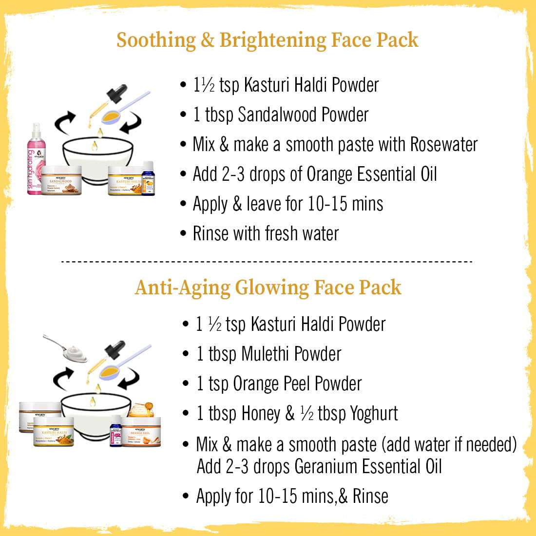 KEYA SETH AROMATHERAPY Kasturi Haldi Powder Face Pack with Curcumin & Vitamin C for Purifying Skin, Anti-Aging, Acne Care & Glowing Skin 75gm