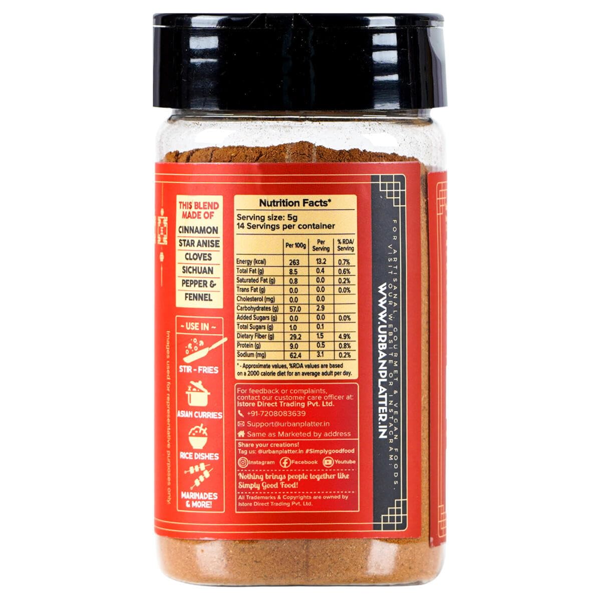 Urban Platter Chinese Five-Spice Powder Shaker Jar, 70g