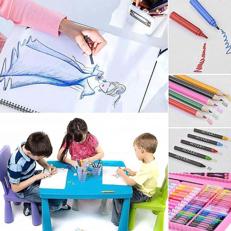 Toy Imagine 168 Pieces Art Set for Kids Drawing Painting Kit | Colour Set with Crayons Markers Oil Pastels Water Colours & Case | Stationery Kit for Kids 6–12 | Art Craft Supplies Gift for Boys & Girls(Assorted)