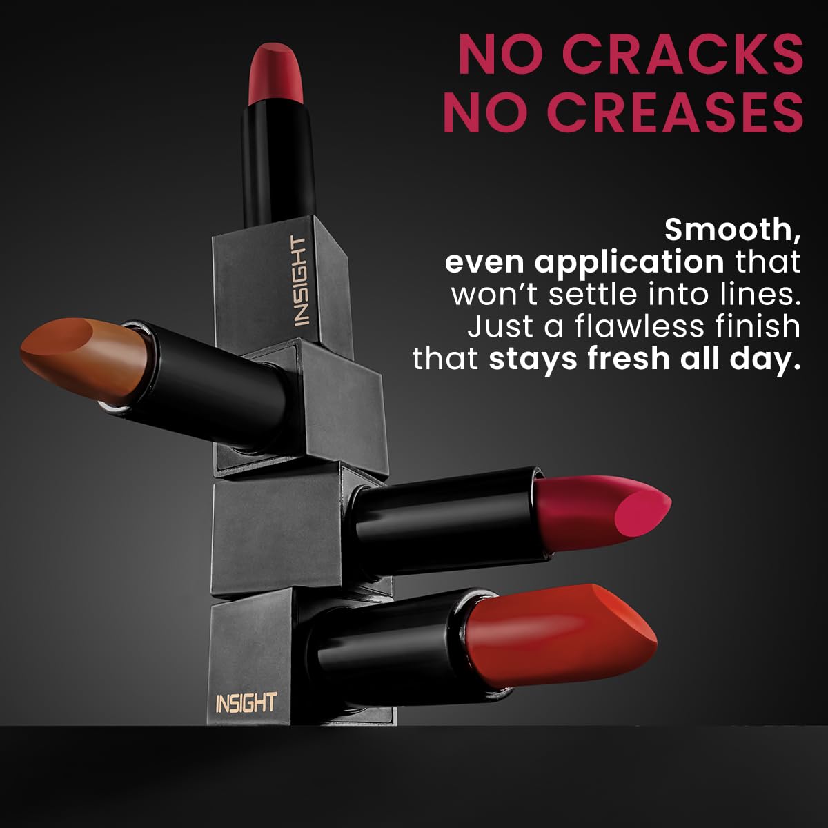 INSIGHT Velvet Matte Lipstick (Passion Petal) | Long Lasting, Smudge-Proof & Non-Drying | Enriched with Cocoa Butter, Argan Oil & Vitamin E | Smooth Application, Bold Pigment - 3.8g