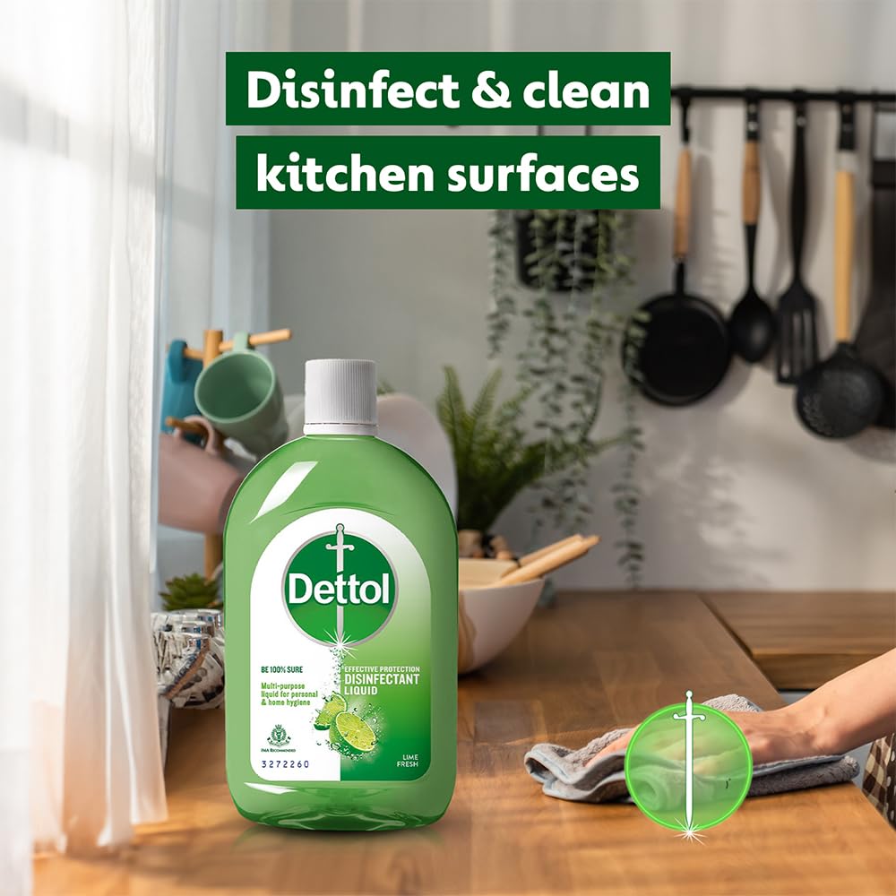 Dettol Liquid Disinfectant for Floor Cleaner, Surface Disinfection, Personal Hygiene (Lime Fresh, 550ml) (Pack of 2)