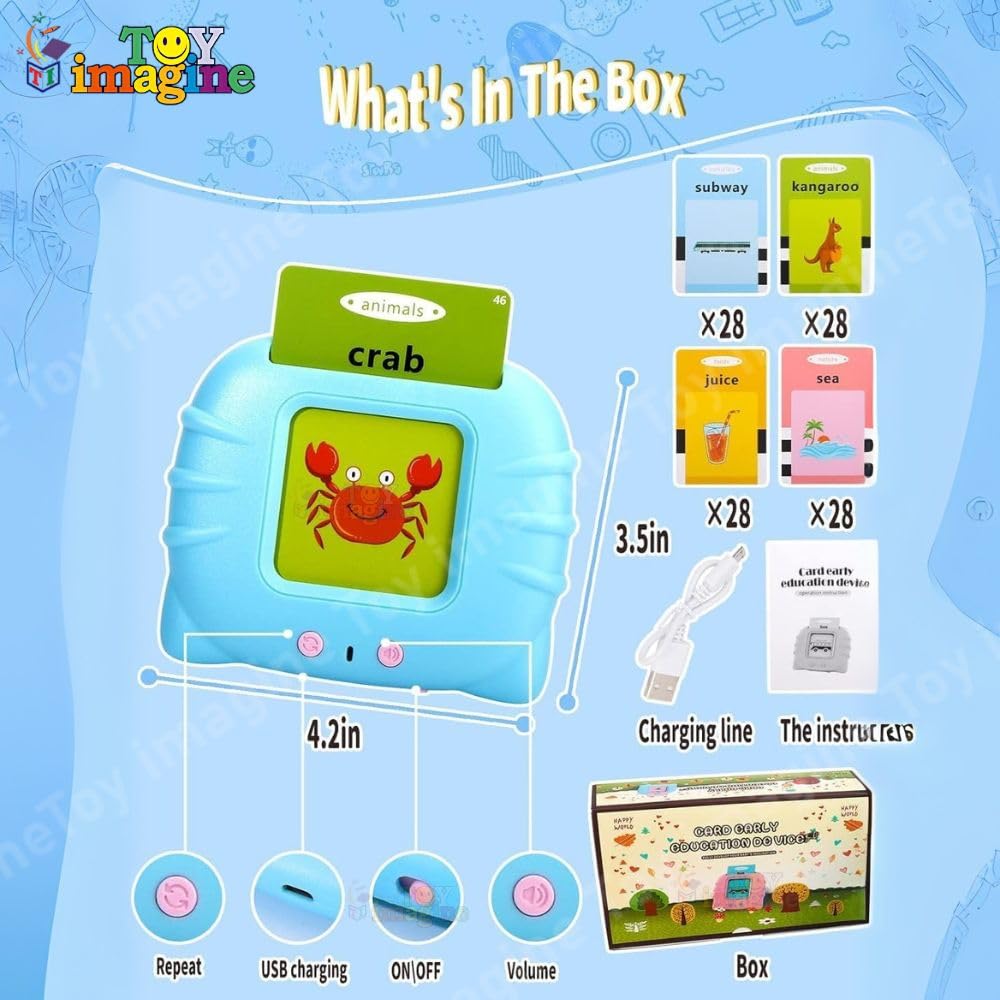 Toy Imagine Talking Flash Cards Toy for Kids | 224-Word Learning Device for Toddlers | Montessori Learning Toys for Boys & Girls Ages 2-6 | Preschool Game & Birthday Present,Language Skills