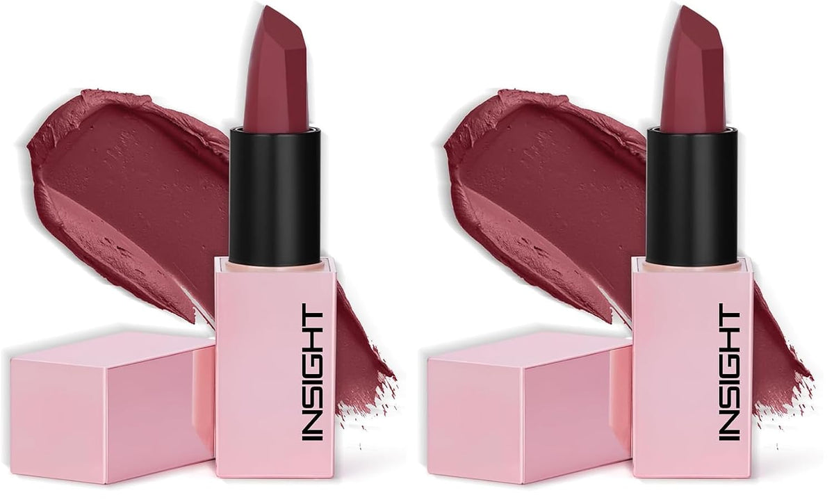 INSIGHT Prime Matte Lipstick - 3.8g |Satin Matte Finish |All day Comfort Wear | Infused with Hyaluronic Acid & Rosehip Oil |(PINA COLADA) (Pack of 2)