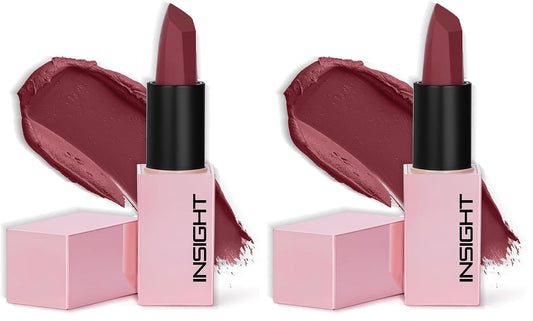 INSIGHT Prime Matte Lipstick - 3.8g |Satin Matte Finish |All day Comfort Wear | Infused with Hyaluronic Acid & Rosehip Oil |(PINA COLADA) (Pack of 2)