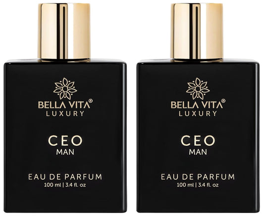 Bella Vita Organic CEO MAN Eau De Parfum Spray For Men With Lemon, Lavender, Tonka & Agarwood, Woody & Spicy Long Lasting EDP Fragrance Scent, 100ml (Pack Of 2)