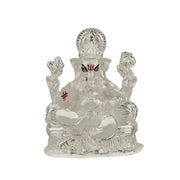 DIVINITI Ganesha Idol for Home Decor Showpiece 999 Silver Plated Statue of Lord Ganesha for Tabletop Murti for Puja Room, Festival Gift Ganpati Figurine for Prosperity, Good Luck (8 X 7 CM)