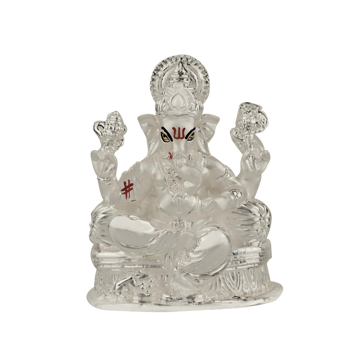 DIVINITI Ganesha Idol for Home Decor Showpiece 999 Silver Plated Statue of Lord Ganesha for Tabletop Murti for Puja Room, Festival Gift Ganpati Figurine for Prosperity, Good Luck (8 X 7 CM)