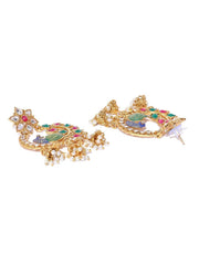 Priyaasi Gold-Plated Peacock Inspired, Meenakari Earrings in Multicolour