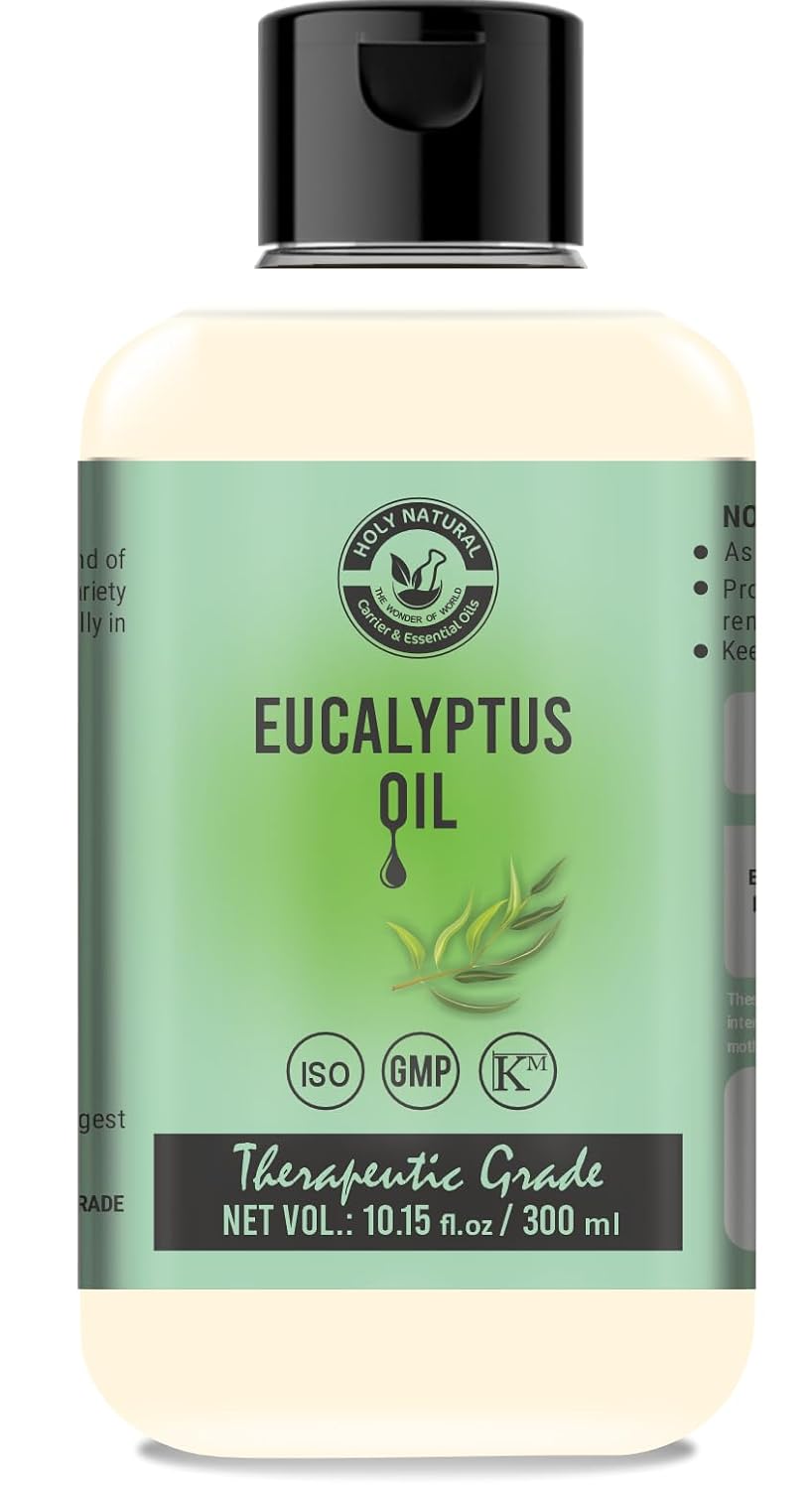 Holy Natural Eucalyptus Essential Oil 300Ml|Nilgiri Oil|For Steam Inhalation,Aromatherapy,Relaxation,Skin Therapy