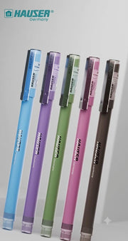 Hauser FLY 0.7mm Fine Precision Tip Ball Pen-Blue Ink-Pack of 10 | 5 Pastel Shades Matt Finish Body Colors | LV Ink For Smooth & Break-Free Writing | Smudge Free, Non-Fading & Quick-Dry Ink