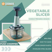 E-COSMOS Food Chopper Manual Hand Press Push Chopper with 4 Blades for Effortless Chopping Vegetables & Fruits (