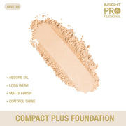 INSIGHT Professional Compact Plus Foundation 15g – Shade MNY18 | Creamy Pressed Powder Base with Flawless Coverage, Long Lasting & Smooth Finish