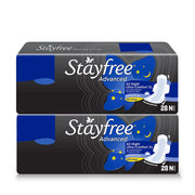 Stayfree Advanced XL All Night Sanitary Napkins (56 Count-Pack of 2, 28 Count)