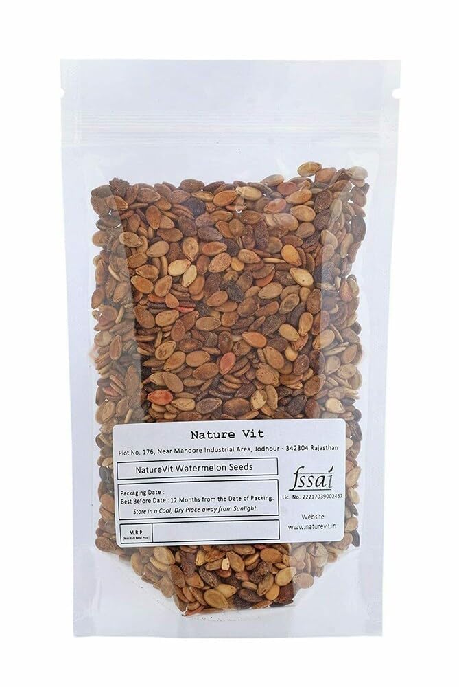 NatureVit Whole Watermelon Seeds for Eating, 400g | Tarbooj Beej | Watermelon Seeds with Skin | Roast & Eat