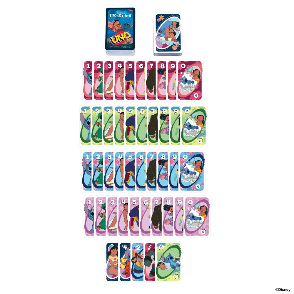 Mattel Games UNO Lilo & Stitch Card Game, Ages 7+, 2-10 Players