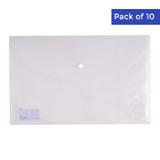 Linc A4 Size Transparent Button File | Transparent Document Organizer Folder | Folders for Student, Personal Use & Office Purpose, Pack of 10