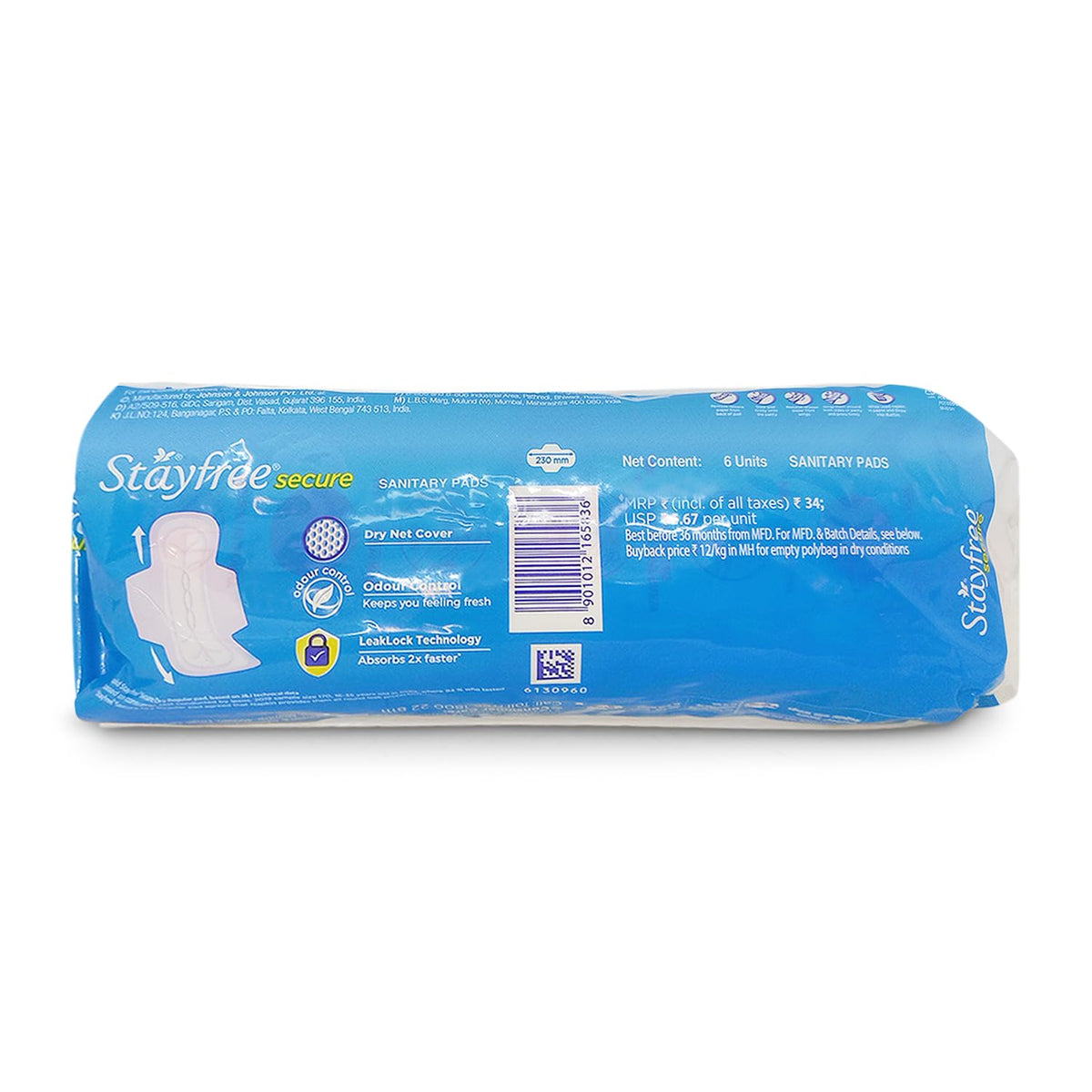 Stayfree Secure Dry Wings Regular Sanitary Pads - 6 Count