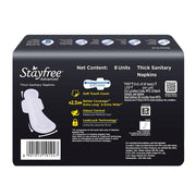 Stayfree Advanced XXXL+ Thin Sanitary Pads for Women | 8 Soft Cotton Pads for All Night Ultra Comfort | Absorbs 2x More with Wider Back | Prevent Rashes | Odour Control