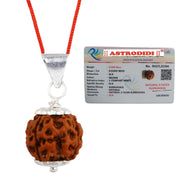 ASTRODIDI 5 Mukhi Rudraksha Original Certified Silver Plated Pendant | Natural Mantra Siddha Nepali Five Face Rudraksh Bead | Astrological Benefits and Unisex Design for Men & Women