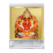 DIVINITI Shree Siddhivinayak Idol Photo Frame for Car Dashboard, Table Décor|ACF 3A ACRYLIC Frame, 24K Gold Plated Foil and |Idol for Pooja, Gifts Items (5.8X4.8 CM)
