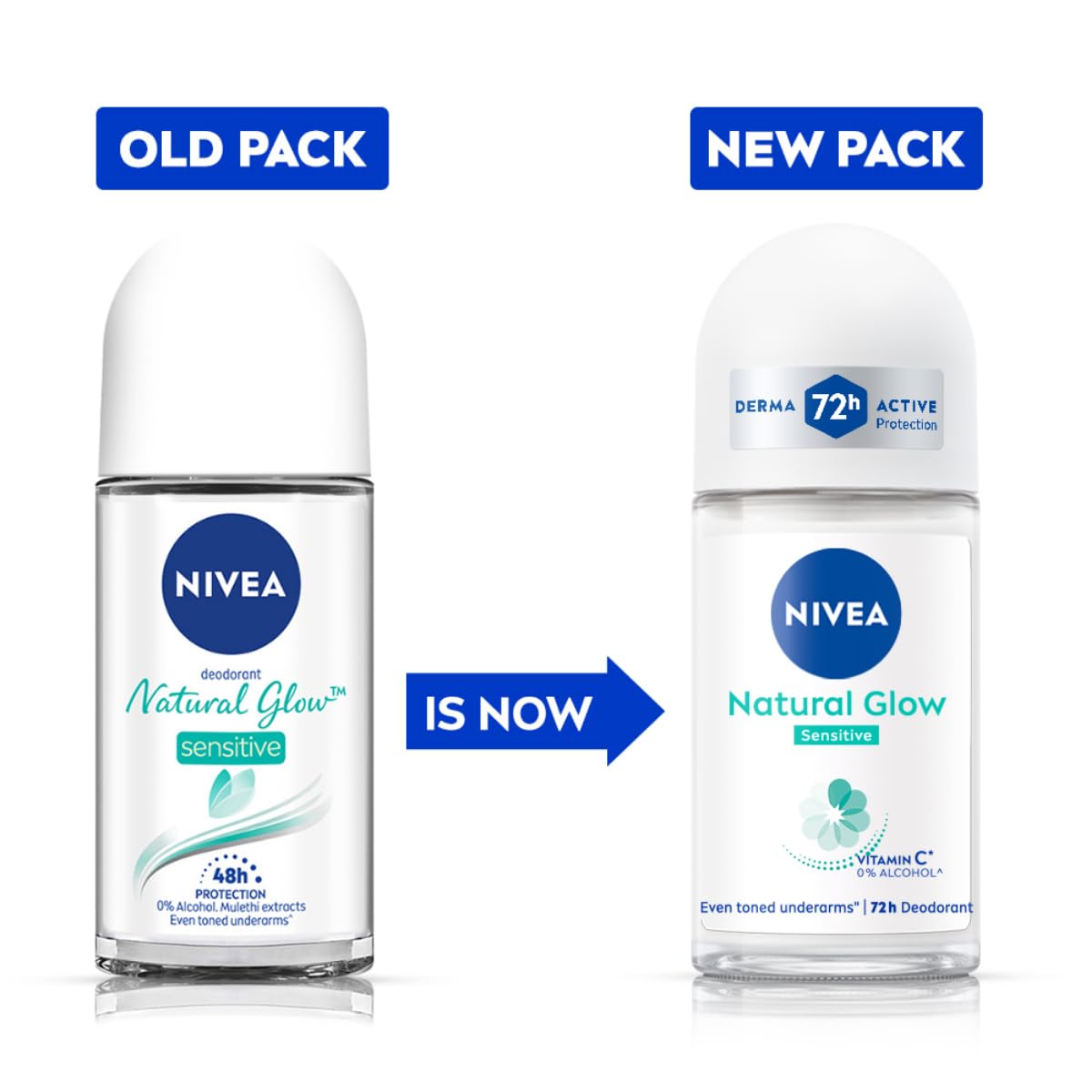 NIVEA Women Deodorant Roll On, Whitening Sensitive, for 48h Protection, 50ml