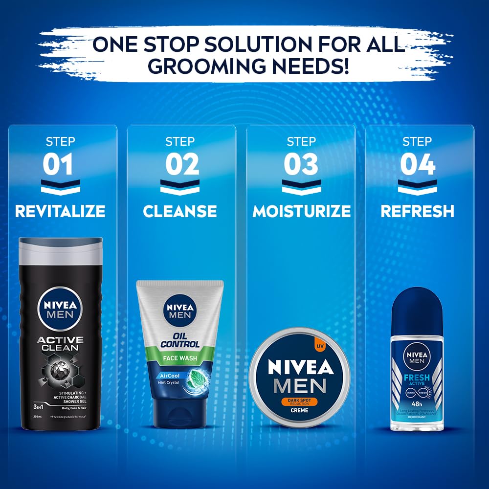 NIVEA MEN Oil Control Face Wash 100 g | With Magnolia Bark Extracts for 12 Hr Oil Control in Summer | 10 X Vitamin C Effect for Radiant Skin | For Oily Skin