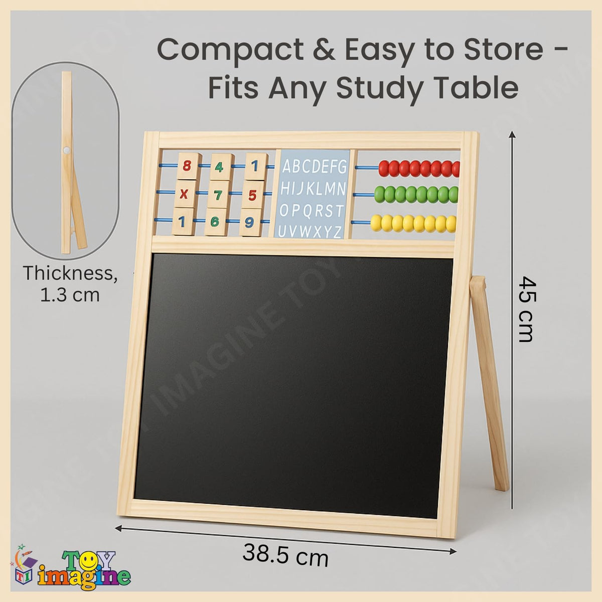 Toy Imagine Wooden 2 in 1 White Board & Black Board for Kids