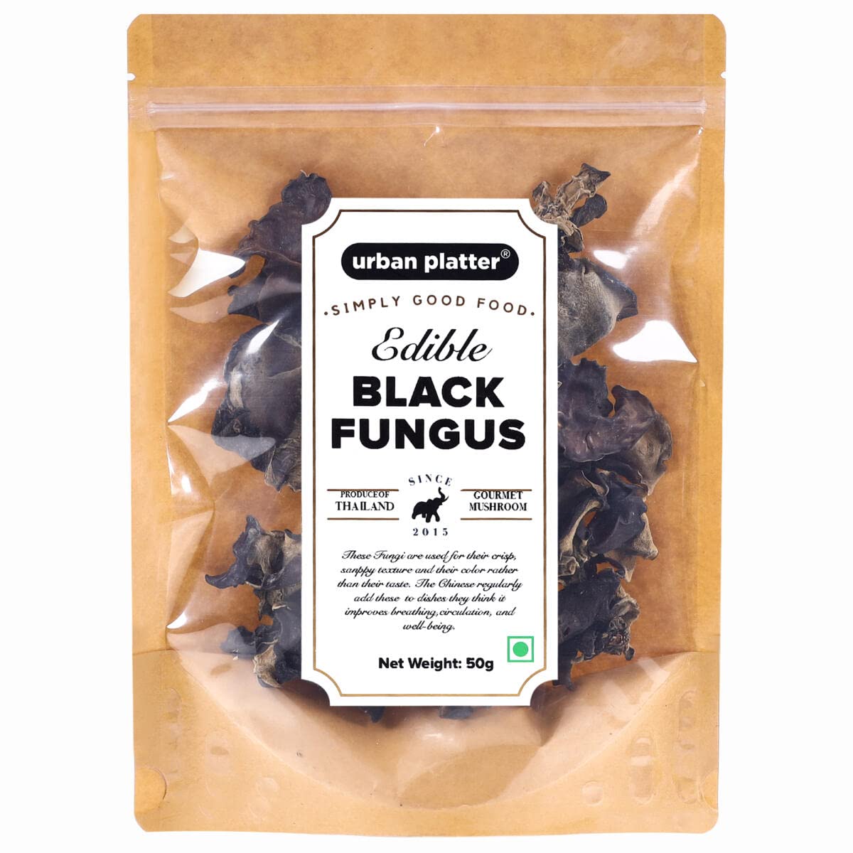 Urban Platter Edible Black Fungus Cloud Ear and Wood Ear Mushrooms, 50 g