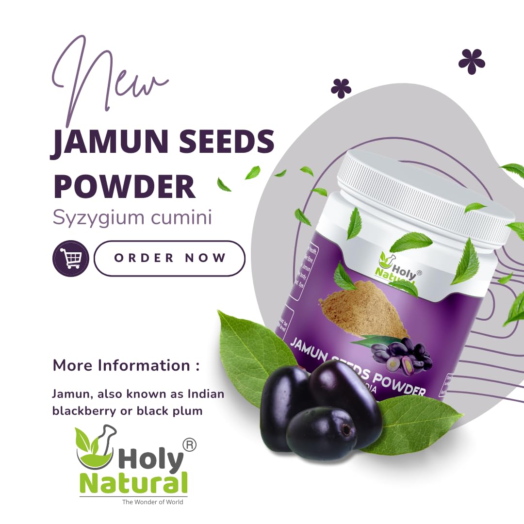 Holy Natural Jamun Seeds Powder - 250 GM | Pure & Natural | For Healthy Digestion & Immune System