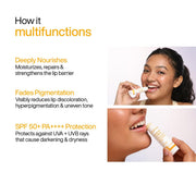 WishCare Ceramide Lip Balm SPF 50 PA++++ | Brightening Lip Balm for Dark Lips | In-Vivo Tested | Kojic Acid & Niacinamide | Natural & Untinted | For Women & Men | 5g