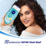 NIVEA Frangipani & Oil Body Wash, Moisturizing Shower Gel with Pure Glycerin, Vitamins C & E and Care Oil for Soft, Healthy & Moisturized Skin, Refreshing Body Cleanser, Microplastic Free, 125 ml