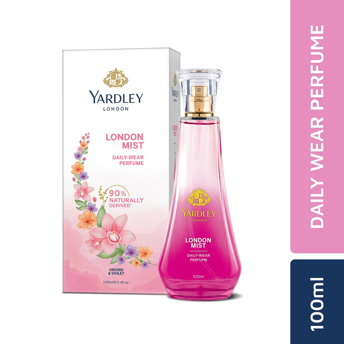 Yardley London London Mist Perfume| Floral & Ozonic Scent| 90% Naturally Derived| Orchid & Perfume for Women| 100ml