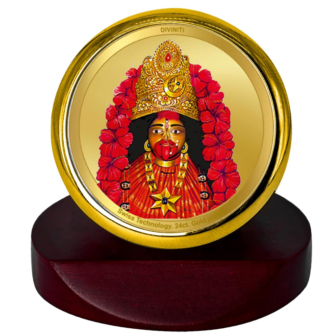 DIVINITI 24K Gold Plated Religious Car Dashboard Frame | Premium God Idol Frame for Car, Home Mandir & Office Table | Spiritual Gift, Decorative Showpiece | Tara Devi