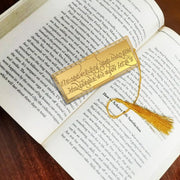 Diviniti 24K Gold Plated Gayatri Mantra Bookmark with Tassel String | Premium Religious Book Marker | Hindu Spiritual Gift for Prayer, Bhagavad Gita & Devotional Reading | Size 10 x 4 cm